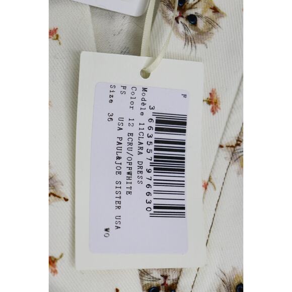 PAUL & JOE SISTER Cat Print Denim Shift Dress Pockets Sz 36 US 4/6 Free People - Picture 14 of 16